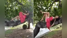 Sexy modelo realiza sus mejores poses sobre un árbol, pero un mal cálculo la dejó en ridículo [VIDEO] 