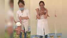 Internautas creen que esta enfermera tortura a bebé con bruscos movimientos; ¿tú qué crees? [VIDEO]