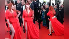 Modelo rusa pierde la falda en plena alfombra roja de cannes y desata furor en las redes [VIDEO]