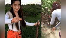 Bella asiática caza serpientes con caña de pescar y su destreza es increíble [VIDEO] 