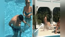 Se metió a la piscina y su diminuto short desapareció, al salir expuso sus intimidades [VIDEO] 