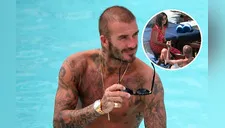 Captan a David Beckham disfrutando de la piscina con una guapa mujer que no es Victoria [FOTOS]