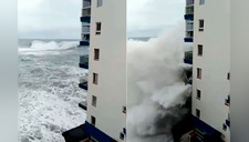 Grandes olas destrozaron los balcones de un edificio y los turistas tuvieron que ser evacuados [VIDEO]