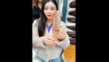 Joven se vuelve viral al comer de un solo mordisco enorme helado [VIDEO]