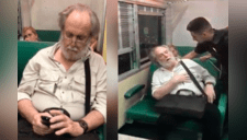 Botan a anciano de tren por acosar a una mujer y finge sufrir un infarto [VIDEO]
