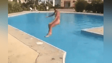 Chica intenta gran salto en piscina, pero falla y recibe brutal golpe [VIDEO] 
