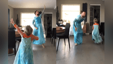 Padre e hijo se vistieron de la Reina Elsa de Frozen y bailaron "Let It Go" [VIDEO]