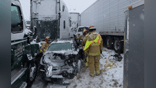 Un impactante choque múltiple entre 40 vehículos a causa de nevadas ha sorprendido a todos [VIDEO]