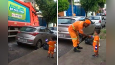 Niño tiene por héroes a recolectores de basura y se disfraza como ellos [VIDEO]