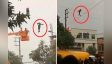 Bomberos rescatan a hombre ebrio que caminaba sobre cables de alta tensión [VIDEO]
