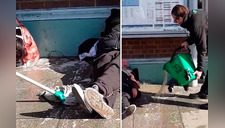 Trabajadores arrojan agua sucia a indigente que dormía en la calle [VIDEO]
