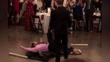 Lanza a expareja de su novia contra una mesa para tener “una boda original” [VIDEO]