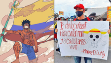 Otakus protestan en Colombia con pancartas de One Piece y Shingeki no Kyojin (FOTOS)