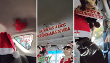 Conductor de Uber decora su auto por Navidad y se hace viral