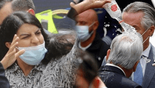 Chile: mujer le arroja agua al presidente Sebastian Piñera en pleno evento en La Moneda
