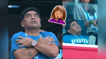 Maradona estuvo en el estadio desde muy temprano, igual que en los otros encuentros. 