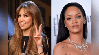 Thalía acusó a Rihanna de copiar su atuendo noventero. 