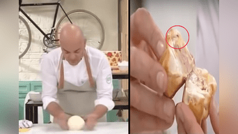 Chef presume su empanada "perfecta" en vivo, pero cucaracha lo arruina.