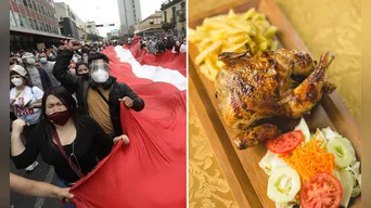Pollería ofrece comida gratis a manifestantes.