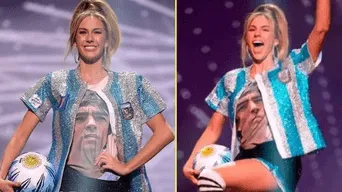 Miss Argentina llevó un traje representando a Maradona.