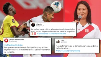 En Twitter, se volvió tendencia 'La maldición de Keiko' por la goleada de Colombia.