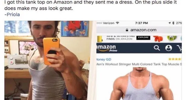 Pidió una camiseta deportiva por internet, pero cuando se la probó resultó ser un vestido
