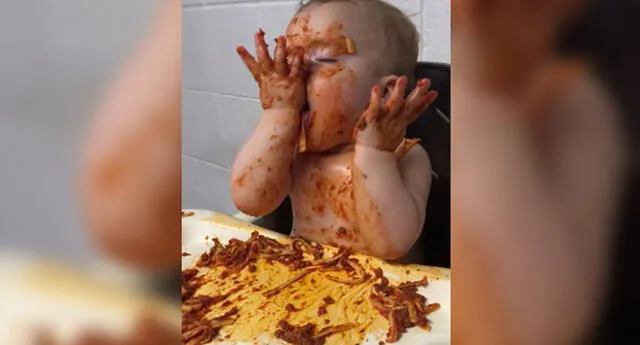 Bebé no sabe si comer, dormir o hacer ambas cosas, el viral más tierno que verás