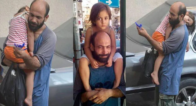 Refugiado sirio vendía lapiceros con su hija al hombro, actualmente vive así