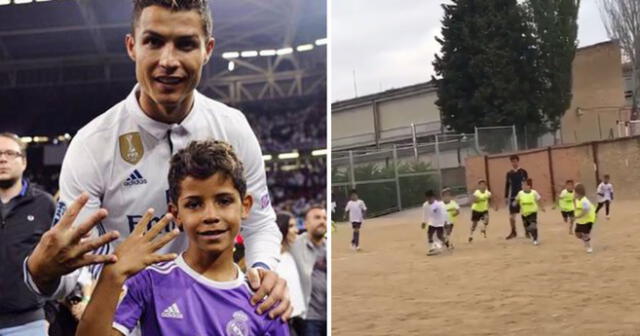 Cristiano Ronaldo Jr. siempre acompaña a papá cada vez que juega con el Real Madrid. 