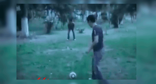 El video muestra una extraña figura que pasa rápidamente detrás del árbol de un parque