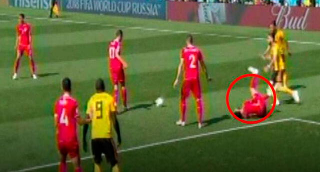 Dylan Bronn, de la selección de Túnez, sufrió una terrible lesión durante el encuentro contra Bélgica.