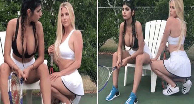 640px x 345px - Mia Khalifa juega un partido de tenis con Jenna Lee | Aweita La RepÃºblica
