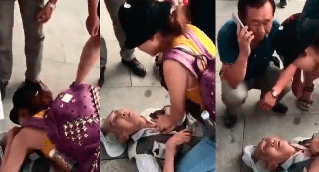 Estudiante de medicina no abandonó por ningún momento a un anciano que sufrió un ataque cardiaco en plena calle, en China