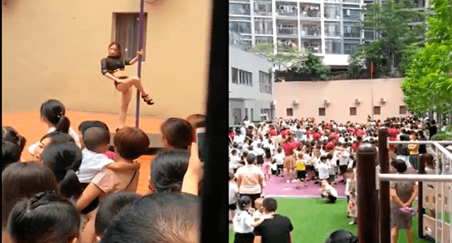 Bailarina de barra en fiesta de jardín de infancia causó polémica en las redes sociales, en China