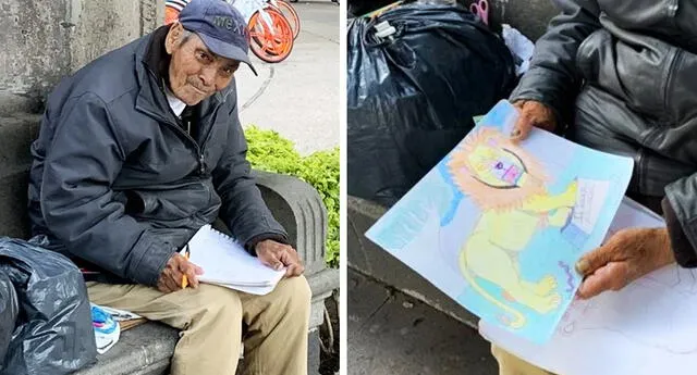 Abuelito realiza dibujos para sobrevivir en plena pandemia