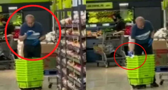 Trabajador de supermercado es grabado mientras llena de saliva los carritos de compra de clientes