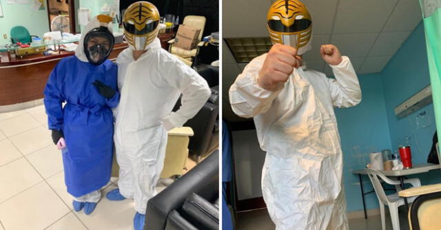 Enfermero se disfraza de Power Ranger para alegrar a pacientes con COVID-19