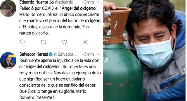 Usuarios lamentan la muerte del 'Ángel del Oxígeno' y se despiden con sentidos mensajes