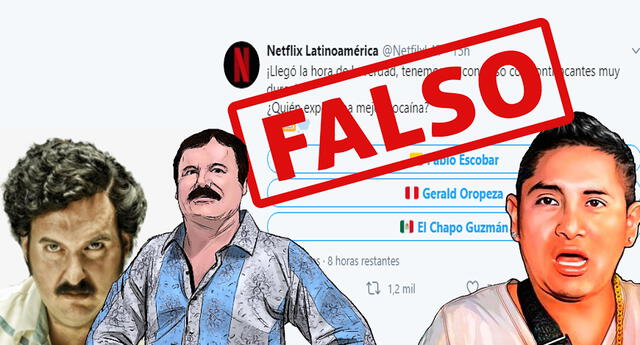 Netflix y una encuesta falsa sobre Gerald Oropeza Pabloc Escobar y Chapo Guzmán