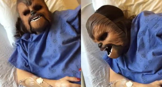 Mujer pierde una apuesta con su pareja y utiliza máscara de Chewbacca en su parto (Video)