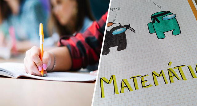 Among Us : Estudiante se vuelve viral por su cuaderno de matemática al estilo del juego