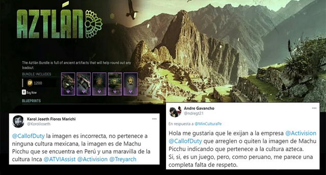 Indignación contra Call Of Duty por confundir que Machu Picchu pertenece a la cultura Azteca.