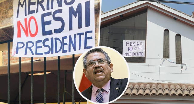 #MerinoNoEsMiPresidente : Se vuelven virales carteles de rechazo desde la casa de peruanos