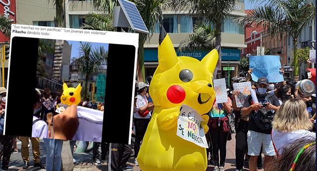 Pikachu llega a la Marcha Nacional contra Manuel Merino con gran mensaje para la juventud