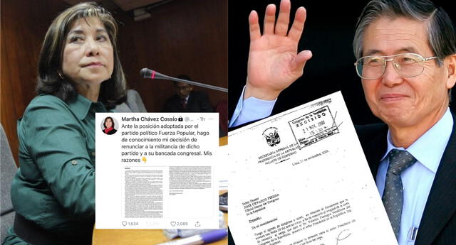 Diversos usuarios de las redes sociales compararon la renuncia de Martha Chávez a Fuerza Popular con la renuncia por fax de Alberto Fujimori./Fuente: La República.