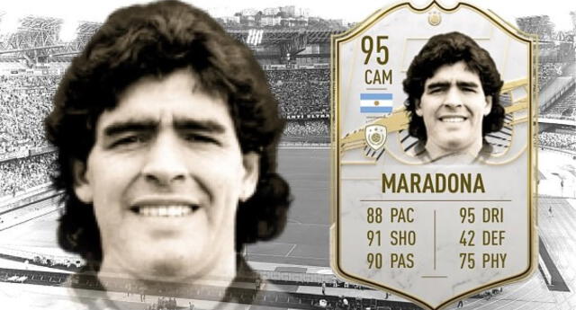 La leyenda del fútbol argentino ha incrementado su valor en el Ultimate Team de FIFA 21 tras su muerte./Fuente: 3D Juegos.