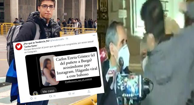 Carlos Ezeta, joven que golpeó a congresista, es denunciado por acoso en redes sociales