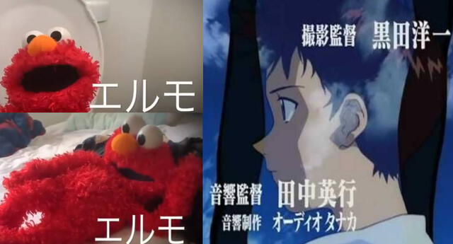 Elmo canta el opening original de Evangelion.