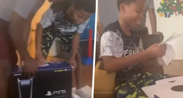 Padres sorprenden a sus hijos con Playstation 5 falsa