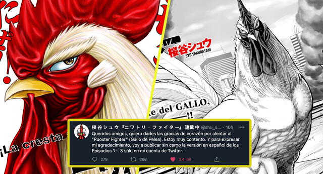 Rooster Fighter: El creador del manga del gallo saluda a fans hispanos y regala su manga en español